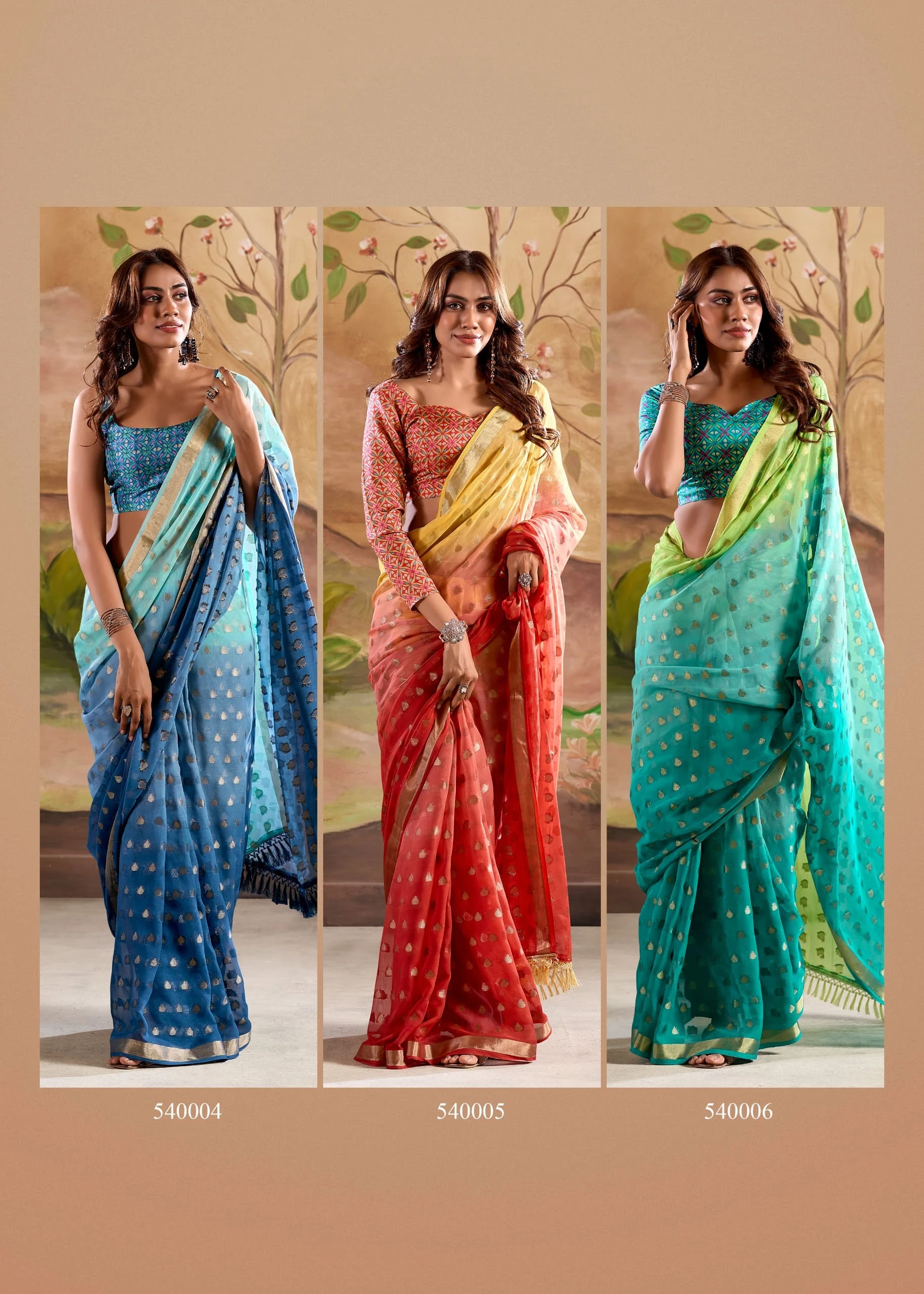 Rajyog Marigold Silk Banarasi Butta Georgette Wholesale Fancy Sarees Catalog — Wholesale Sarees, MPA wholesale from Surat — view 8